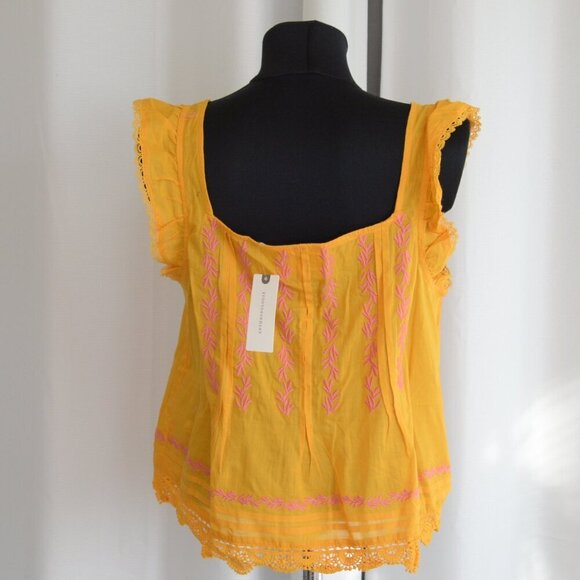 NWT Anthropologie Maeve Flutter-Sleeve Pintuck Embroidered Top Sz XS - Picture 4 of 10